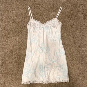 Victoria's Secret White and Light Blue Lace Chemise